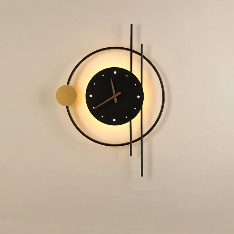 Afralia™ Nordic LED Art Clock Design Wall Sconce for Aisle Bedroom Living Room Lighting