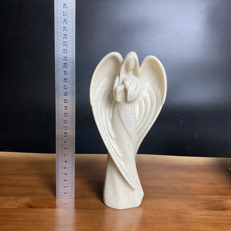 Afralia™ Angel Wing Girl Resin Statue for Home Decor