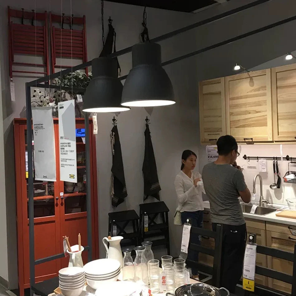 Afralia™ Retro Metal Round Led Pendant Light Fixture for Cafe Bar Restaurant Home Decor