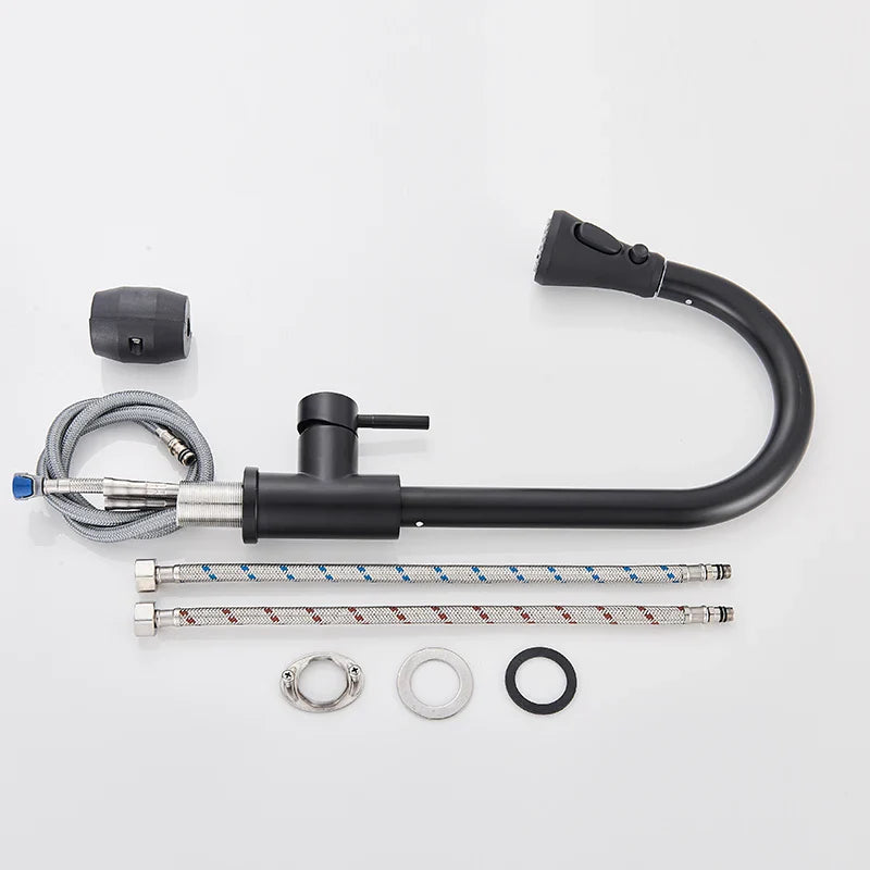 Afralia™ Matte Black Pull Out Kitchen Faucet with 3 Water Modes
