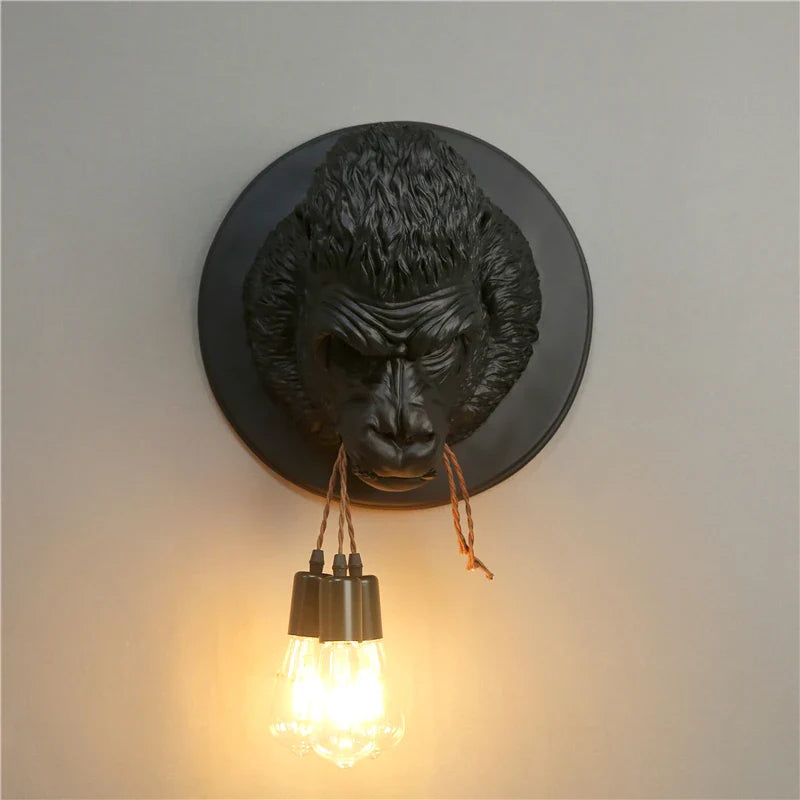 Afralia™ Gorilla Resin Wall Sconce Retro Bedside Lamp Luminaire