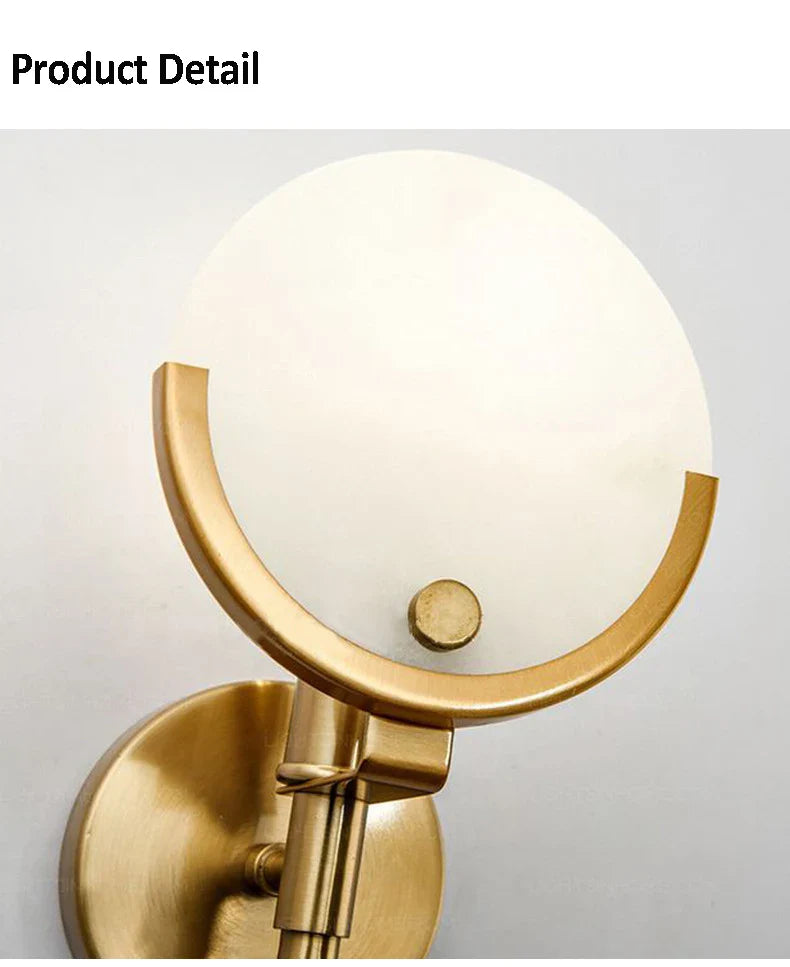 Afralia™ Golden Marble Wall Lamp Luxury Living Room Bedroom Decor Sconce