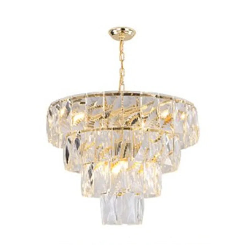 Afralia™ Gold Steel Crystal LED Pendant Light Fixture Luxe Round Hanging Lamp