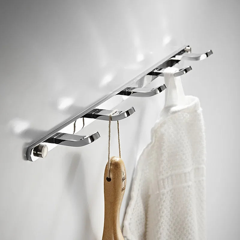 Afralia™ Brass 5-Hook Robe Rack in Black Gold for Wall Mount Towel & Clothes Storage