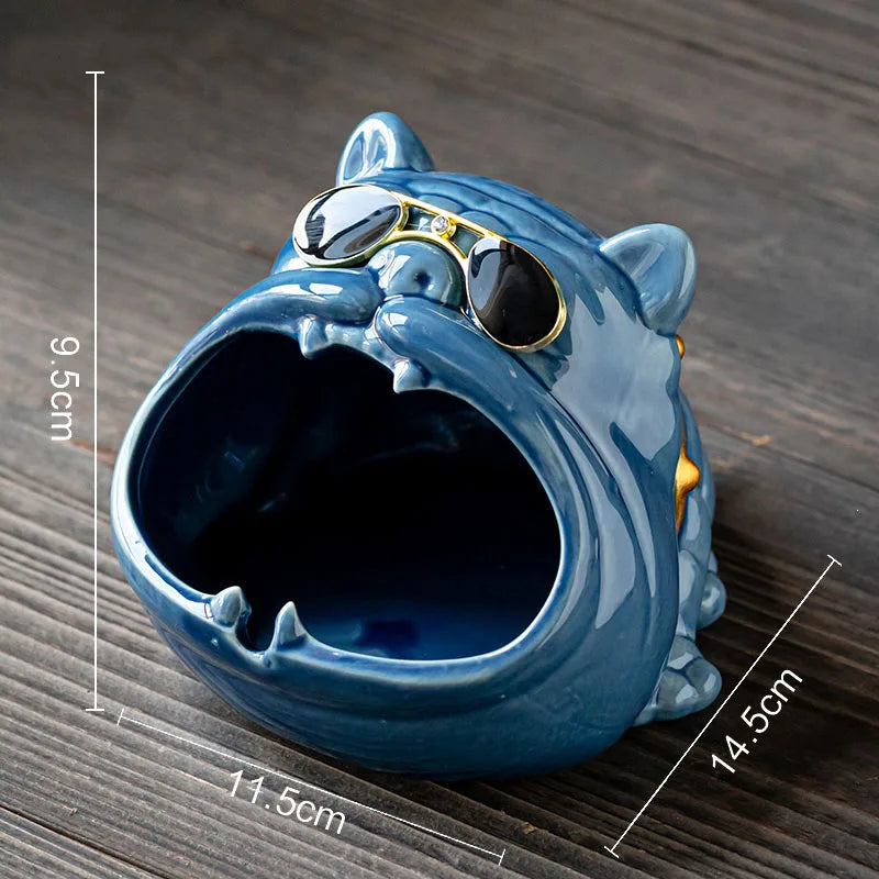 French Bulldog Ceramic Ashtray - Afralia™ Brand Office Desk Décor & Gift for Boyfriend