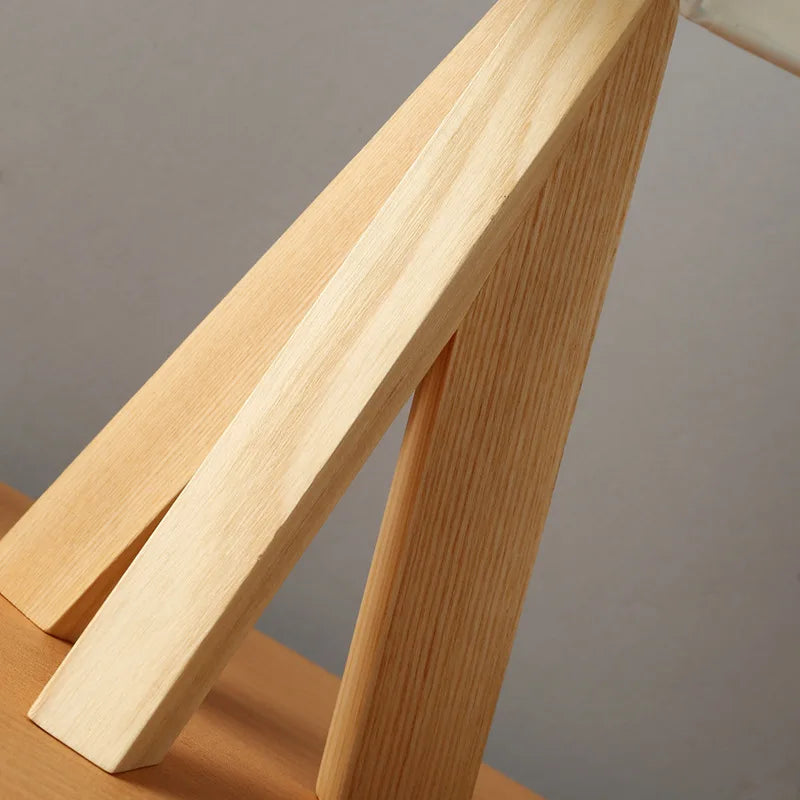 Afralia™ Wooden LED Desk Lamp - Japanese Design, Eye-Friendly, Solid Wood Triangle Square