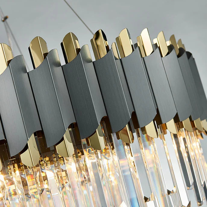 Afralia™ Art Deco Golden Black Crystal Pendant Lights for Dinning Room