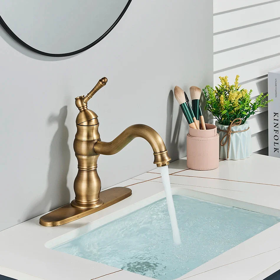 Afralia™ Brass Basin Faucet with Swivel Spout & Single Handle Deck Mount