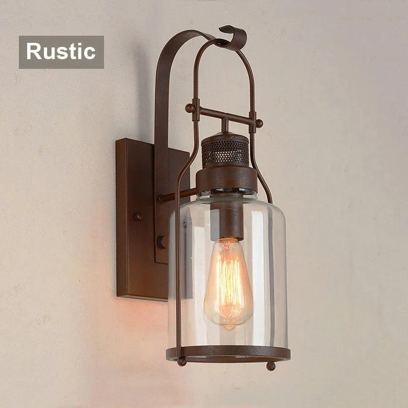 Afralia™ Loft Iron Outdoor Wall Lamp Sconce for Garden, Bedroom, Restaurant, Cafe