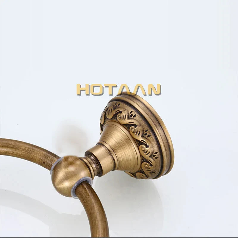 Afralia™ Antique Brass Round Towel Ring for Elegant Bathroom - Wall Mounted Classic Design