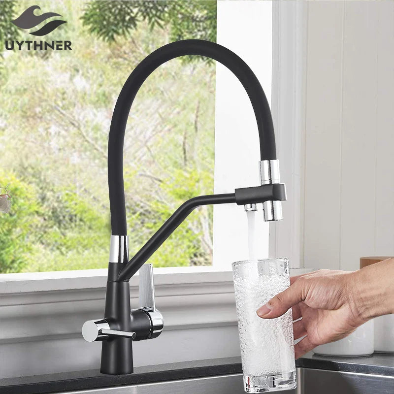 Afralia™ Dual Spout Filter Faucet Mixer 360 Rotation Water Purification Kitchen Tap