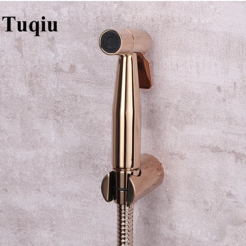 Afralia™ Rose Gold Handheld Bidet Douche Kit with Brass Shattaf Shower Head