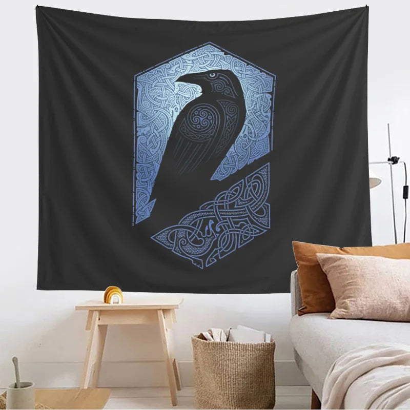 Viking Raven Tapestry for Living Room Decor by Afralia™