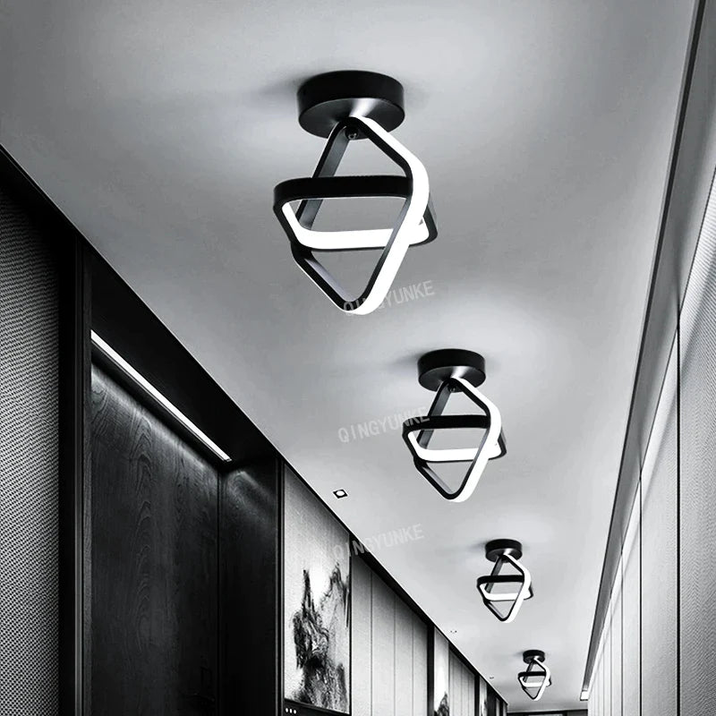 Afralia™ Black Square LED Ceiling Lamp: Modern Lighting for Corridor, Aisle, Cloakroom, Balcony