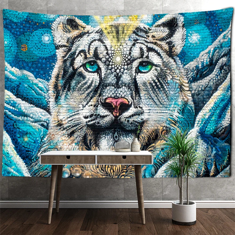 Colorful Lion Tapestry Wall Hanging Bohemian Style Hippie Afralia™ Home Decor