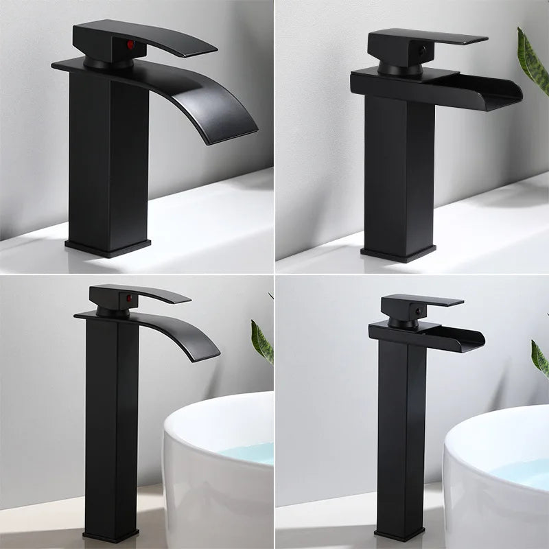 Afralia™ Waterfall Brass Basin Faucet Mixer Tap for Bathroom Sink Hot Cold Water