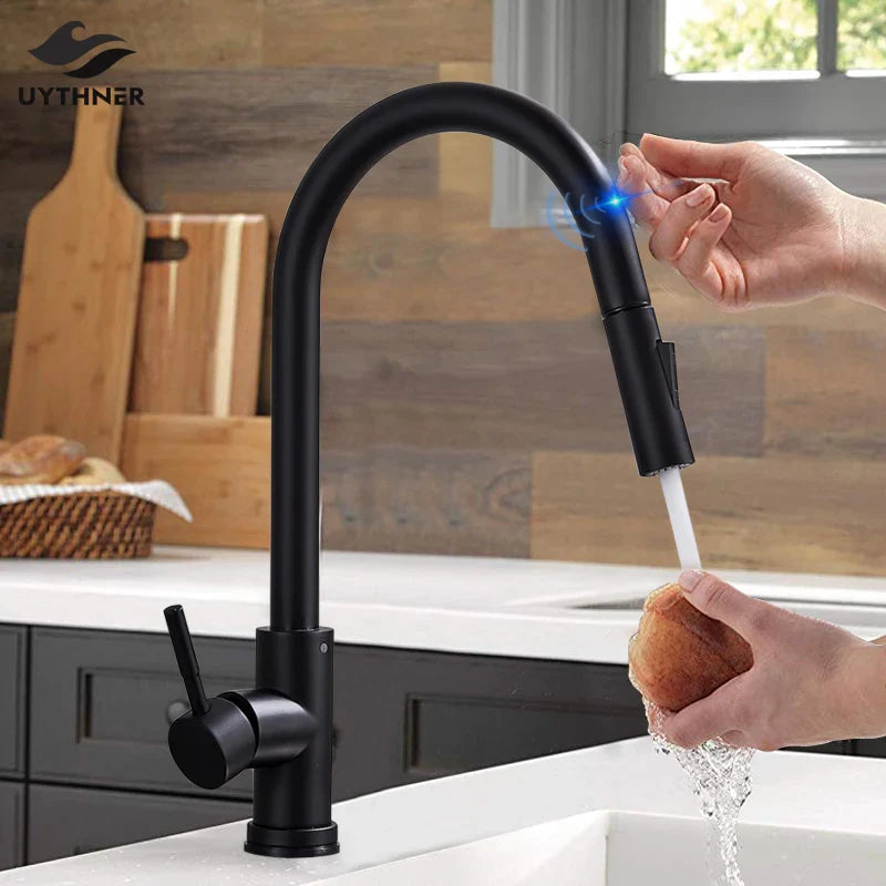 Afralia™ Touch Control Kitchen Faucet - Matte Black Smart Sensor Mixer