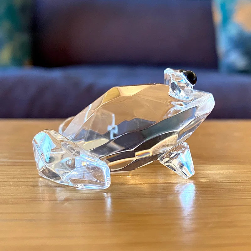 Afralia™ K9 Crystal Glass Frog Figurine Sculpture Paperweight Home Decor Gift