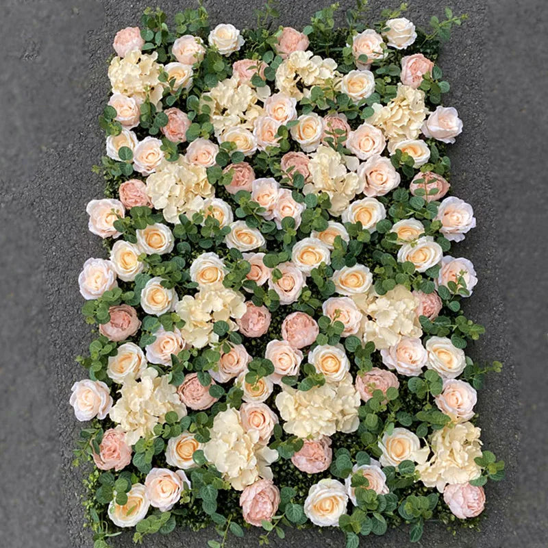 Afralia™ Romantic Pink Silk Rose Flower Wall for Wedding Party Celebration