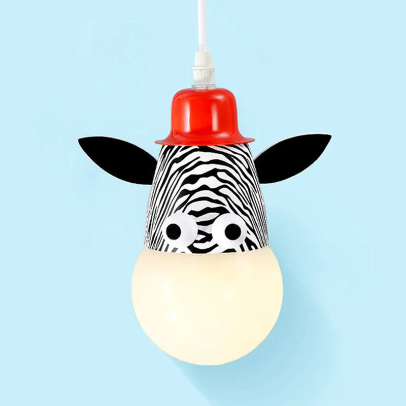 Afralia™ Animal LED Ceiling Light: Monkey Zebra Giraffe Kids Lamp for Bedroom.