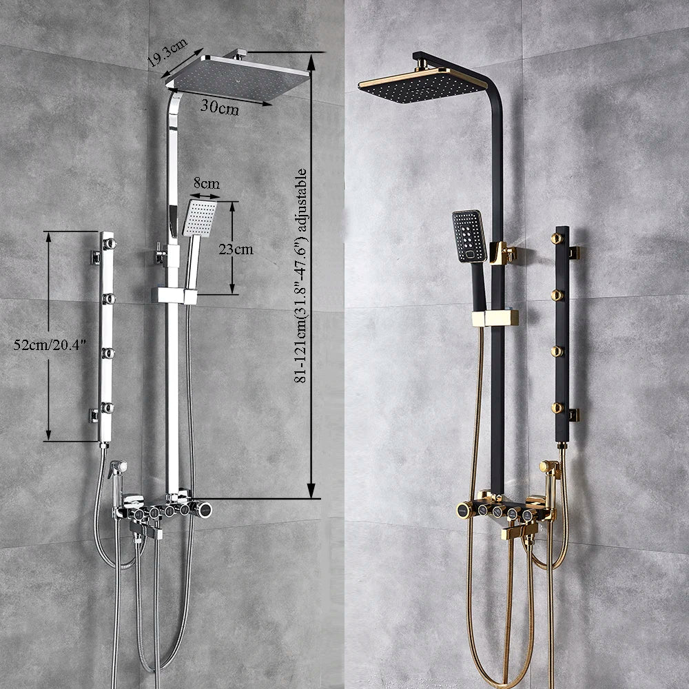 Afralia™ 5-Function Shower Faucet Set with Rain Shower Head, Hand Shower, and Bathtub Spout