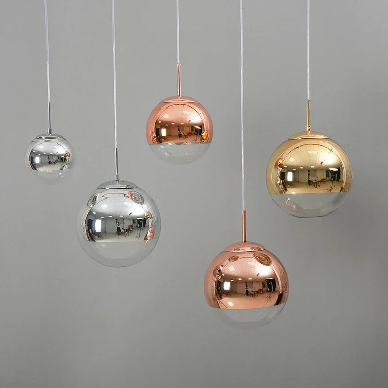 Afralia™ Glass Ball Electroplate LED Pendant Light for Kitchen Living Room Bedroom