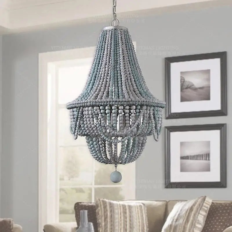 Afralia™ Wooden Chandelier: French Vintage Nordic Retro Style for Living Room & Foyer