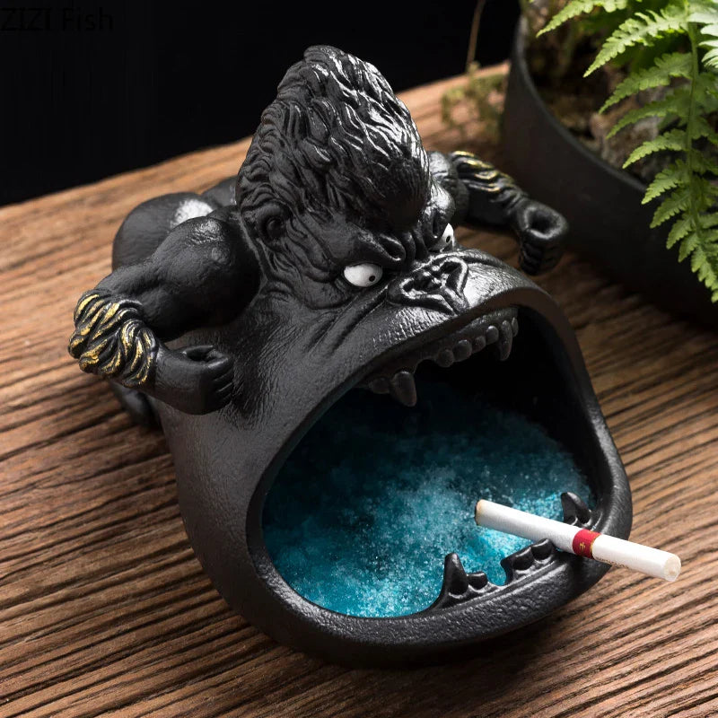 Afralia™ Gorilla Ceramic Ashtray: Cartoon Animal Decor & Gift