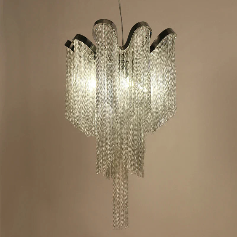 Afralia™ Tassel Chain LED Chandelier for Dining Bedroom Cloth Store