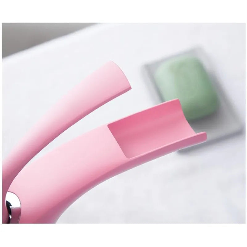 Afralia™ Pink Love Waterfall Bathroom Faucet Basin Mixer Tap Hot Cold Brass Faucet
