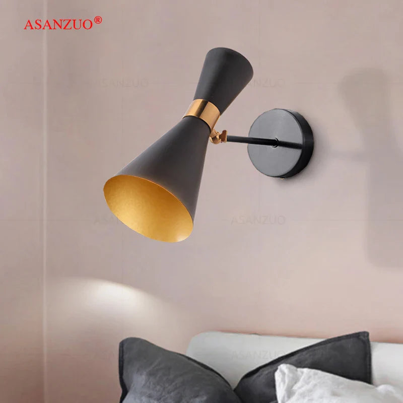 Afralia™ Minimalist Black & White Iron Wall Lamp for Dining Room and Bedroom