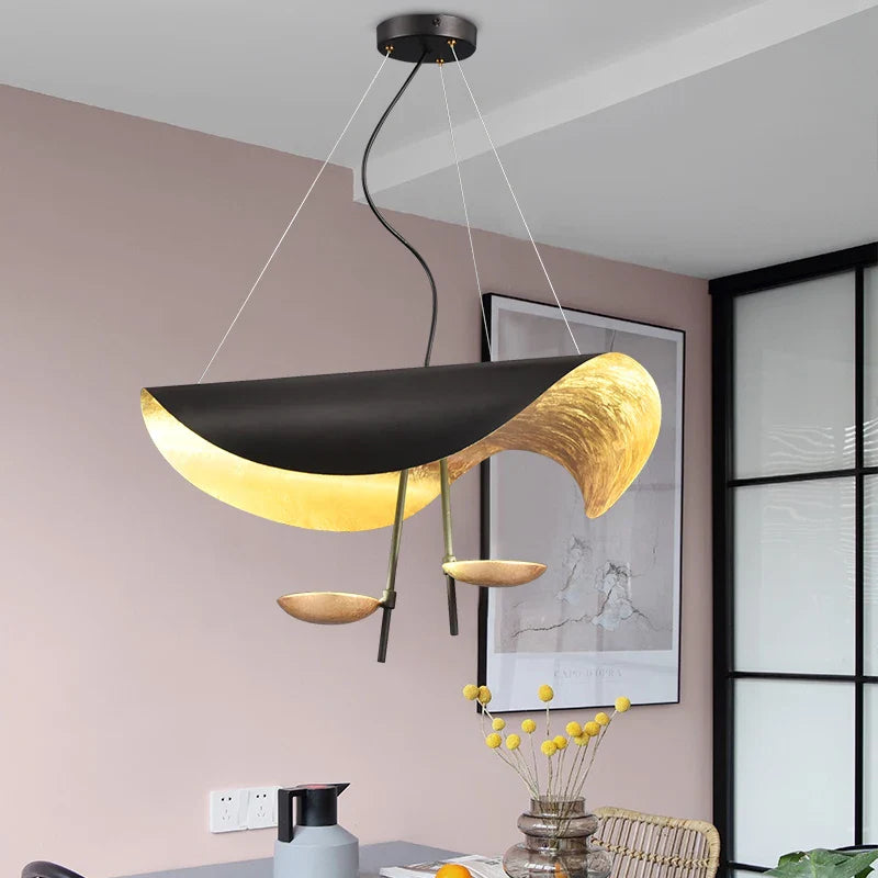 Afralia™ Lederam Manta Pendant Lamp Flying Saucer Hat industrial retro design white black