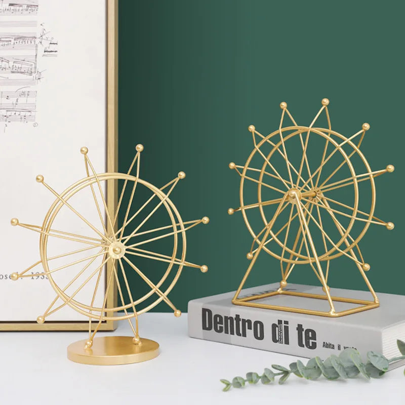 Afralia™ Nordic Ferris Wheel Metal Ornaments for Home & Office Decor