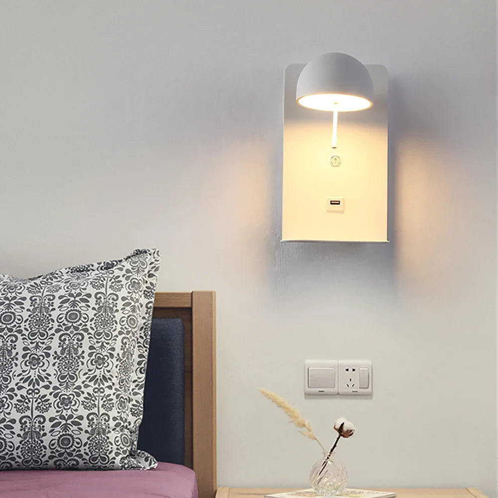 Afralia™ Modern Nordic LED Wall Lamp with Switch USB for Home Decor & Lighting