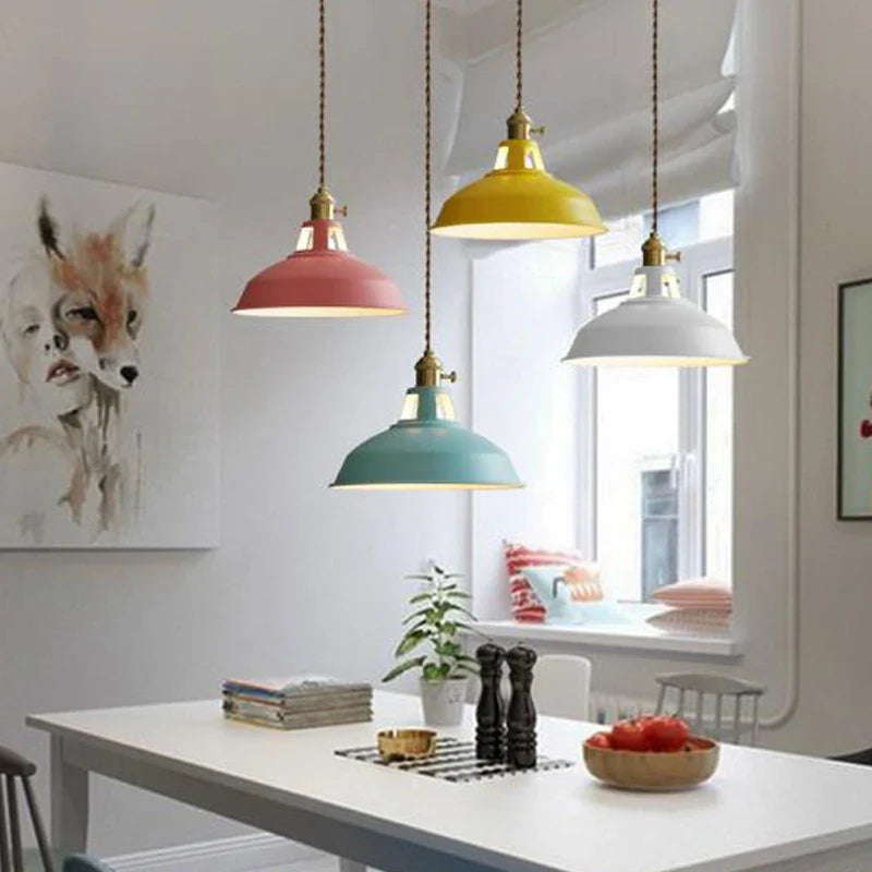 Afralia™ Vintage Pendant Light Retro Industrial Style Hanging Lamp Iron Lampshade