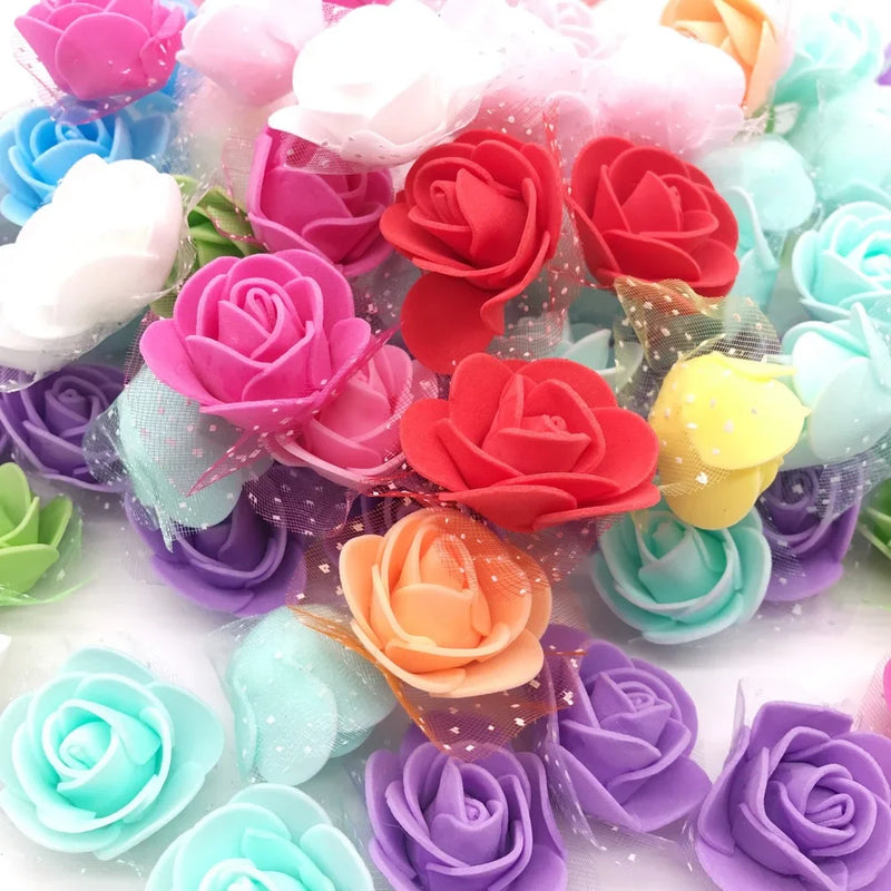 Afralia™ Handmade Foam Rose Flower Heads | 100Pcs Wedding Craft Decoration