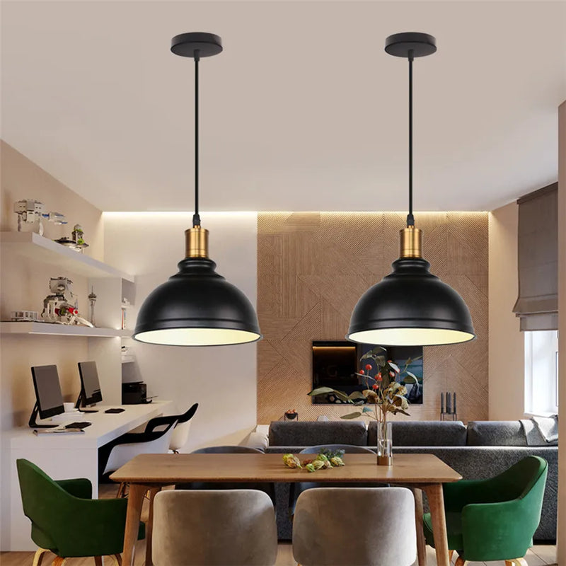 Afralia™ Iron Dome Industrial Pendant Light for Cafe Bar Home Decor