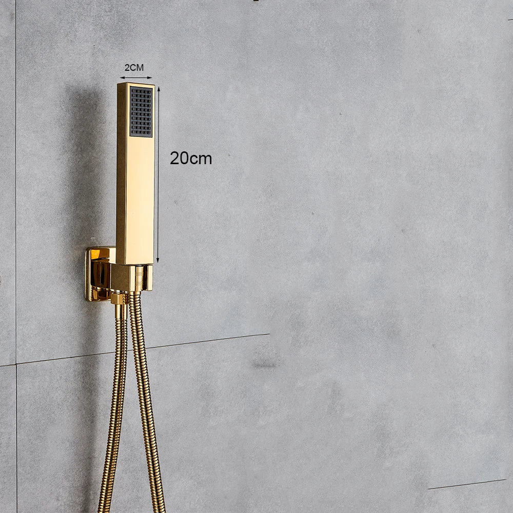 Afralia™ Gold 12" Digital Display Rainfall Shower Faucet with Single Lever Control