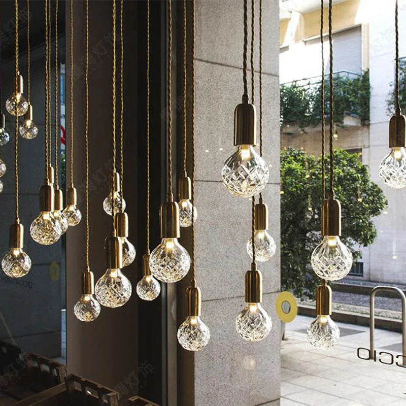 Afralia™ Crystal Pendant Lamp: Minimalist LED Glass Pendant Light for Restaurant, Clothing Store