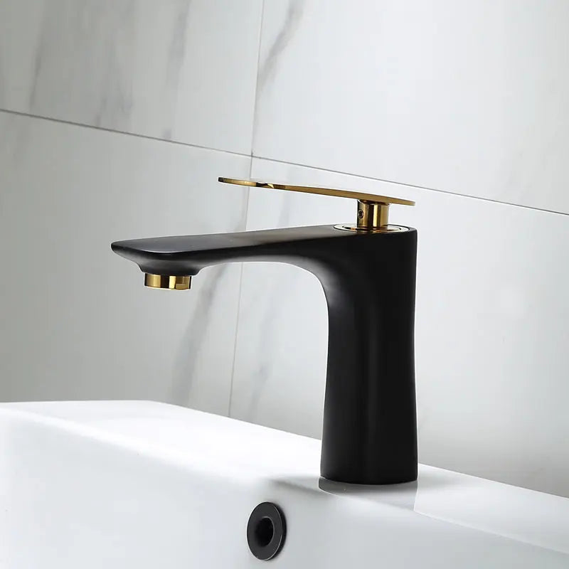 Afralia™ Black & Gold Basin Faucet | Bathroom Sink Tap Hot Cold Mixer Tap