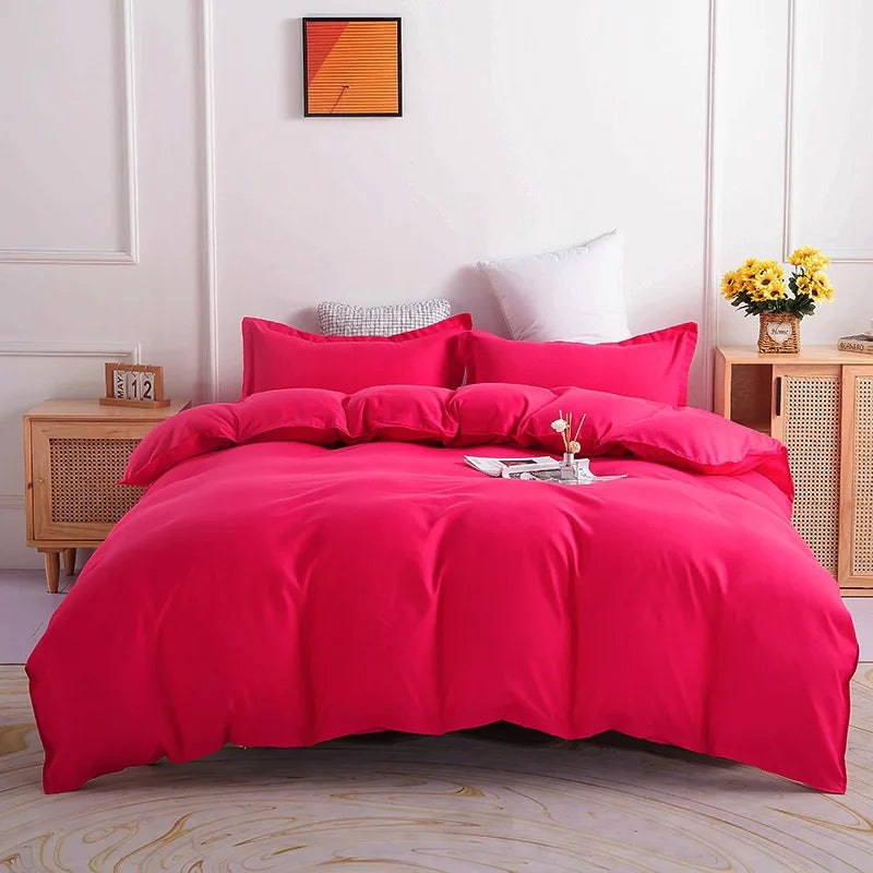 Afralia™ Brushed Duvet Cover Set, Solid Orange Red, Luxury Hotel Bedding Set
