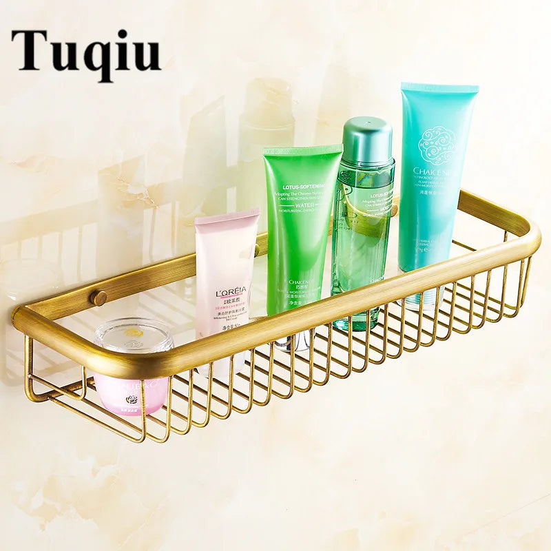 Afralia™ Gold Brass Bathroom Shelf with Soap Holder 30cm/45cm