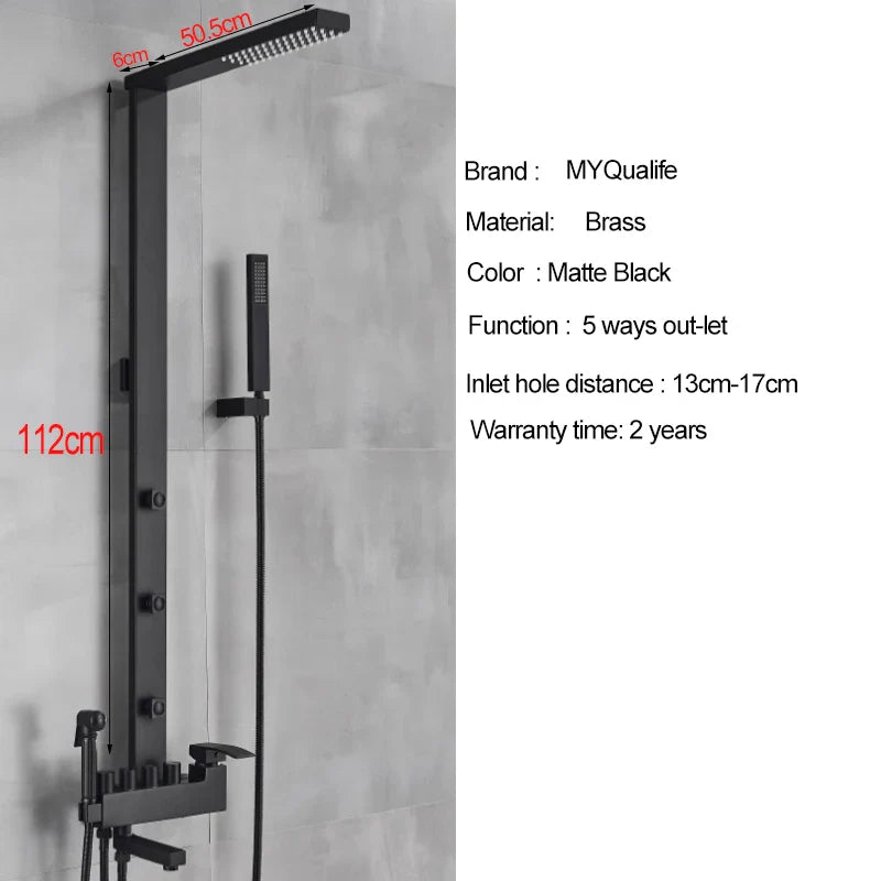 Afralia™ Matte Black Rainfall Shower & Bathtub Faucet Set with Bidet Feature