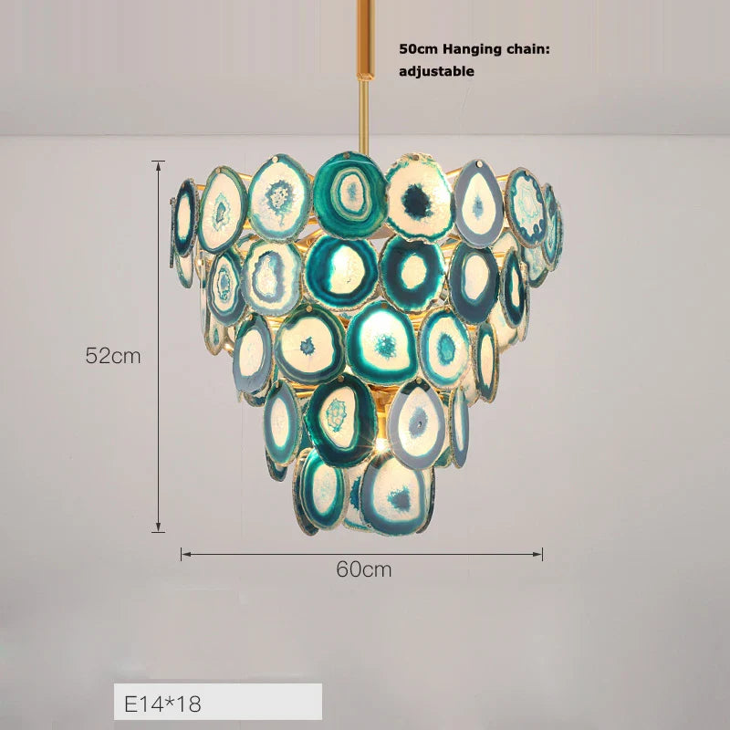 Afralia™ LED Agate Chandelier Lighting for Foyer - Colorized Designer Lamps