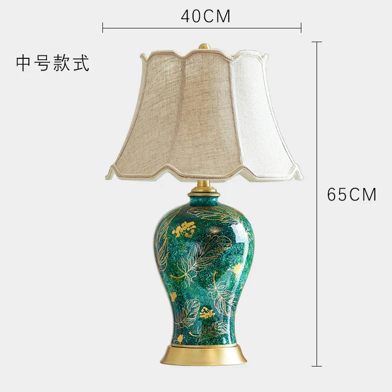 Luxury Green Ceramic Table Lamp by Afralia™ - Retro Style for Living Room Bedroom