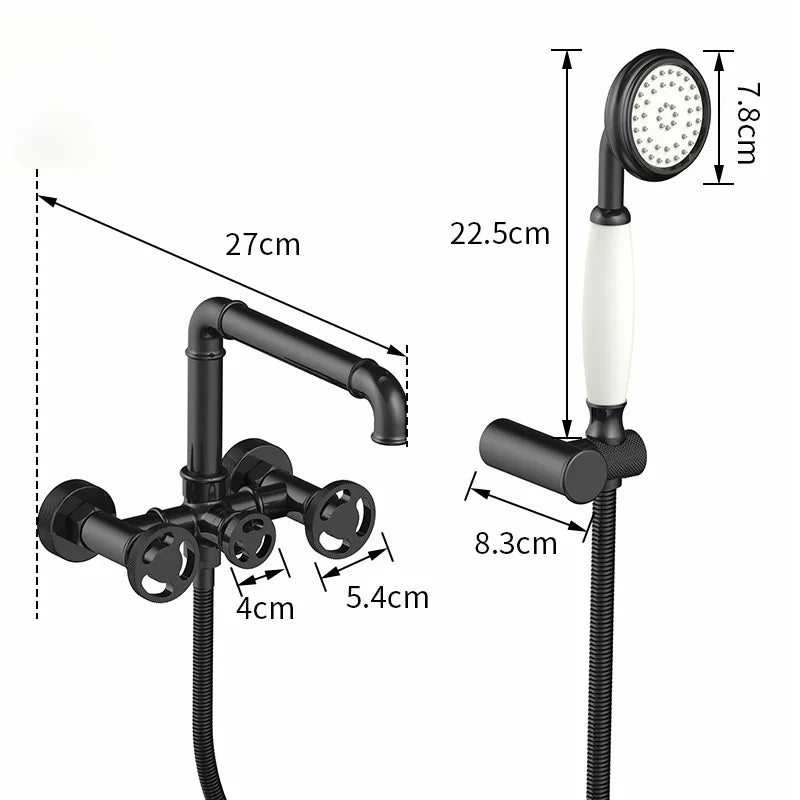 Afralia™ Black & White Bath Shower Set with Dual Control Wall Mount