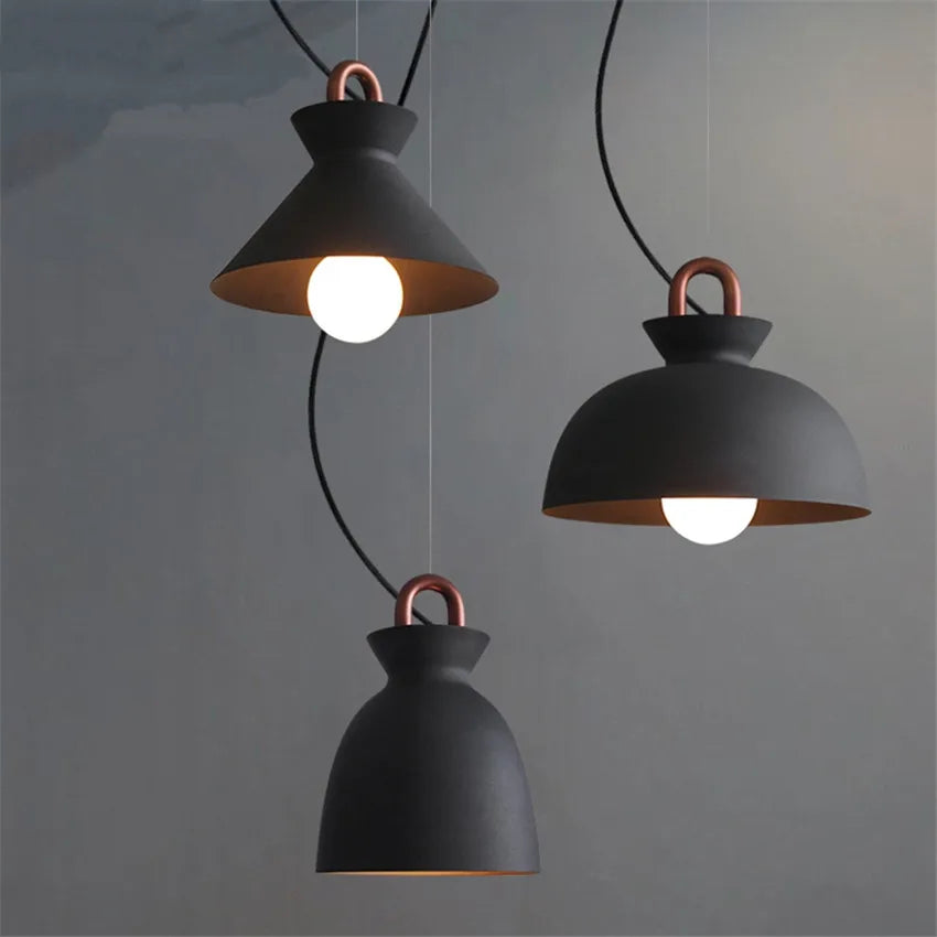 Afralia™ Vintage Iron Pendant Light for Cafe and Living Room with LED E27 Bulb