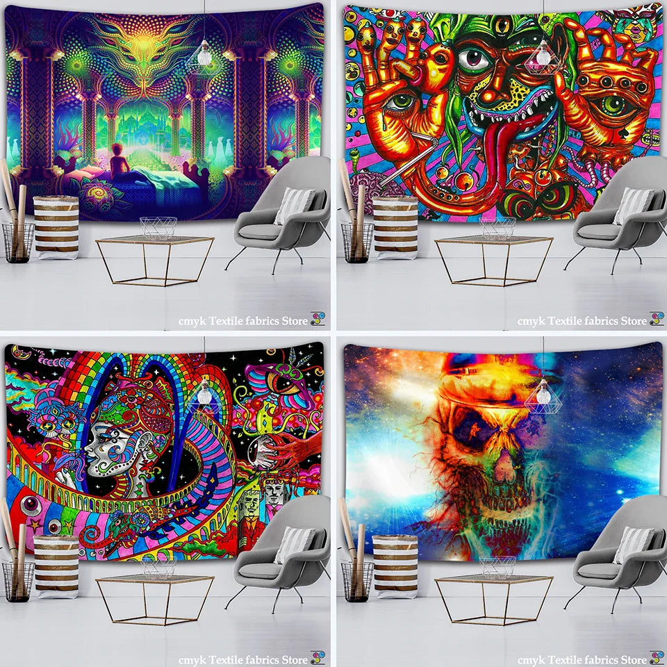 Afralia™ Mandela Psychedelic Wall Tapestry - Hippie Home Decor & Yoga Throw