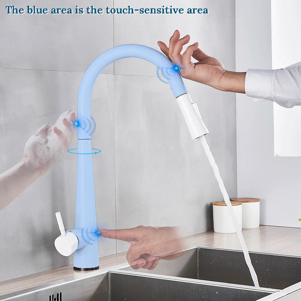 Afralia™ SmartTouch Kitchen Faucet: White/Black Sensor Mixer for Sensitive Control