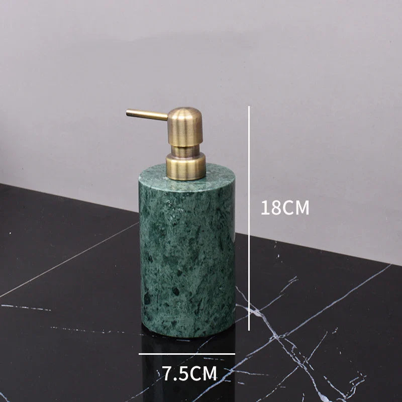 Afralia™ Dark Green Marble Bathroom Set - Nordic Light Luxury Tray Toothbrush Holder Soap Dispenser Kit